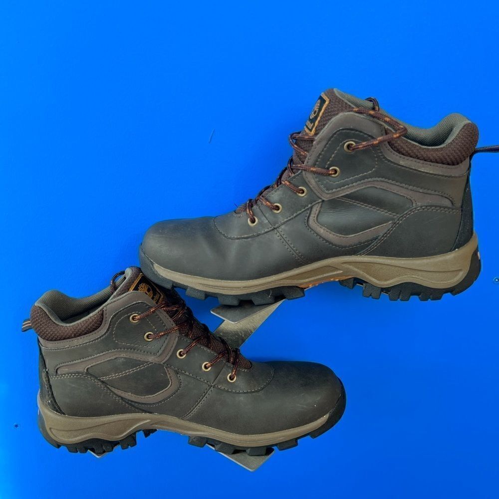 Timberland Boys Mt. Maddsen A14IB Brown Leather Lace Up Hiking Boots Size US 6.5